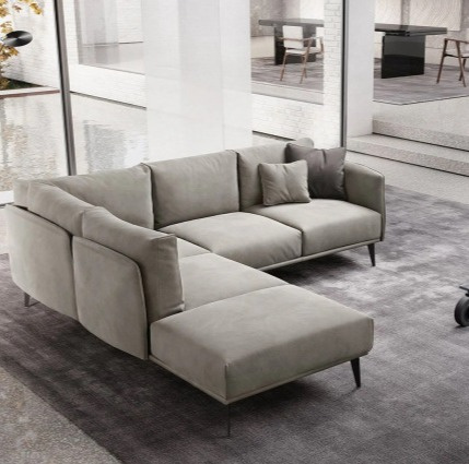 Minimalistická pohovka Stuart, 222 cm, kůže, látka