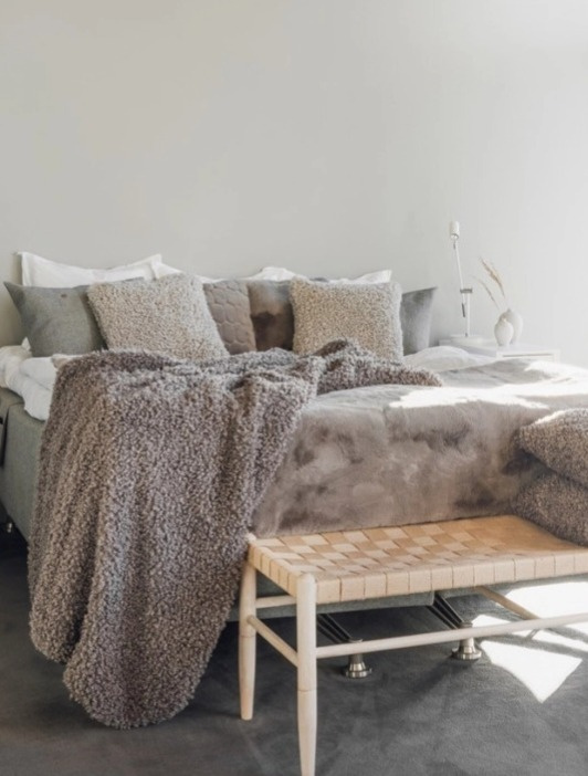 Pléd Bubble Taupe, umělá kožešina, hnědošedý, 120x180 cm