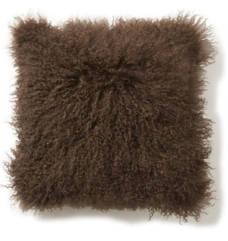 Polštář Chocolate, tibetská kožešina, čokoládově hnědá, 40x40 cm
