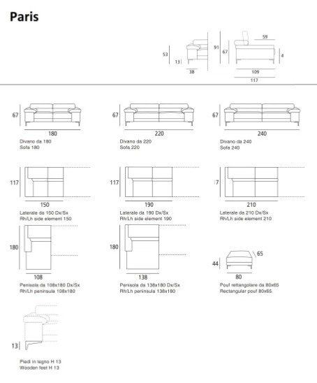 Pohodlná pohovka Paris, 180 cm, kůže, látka