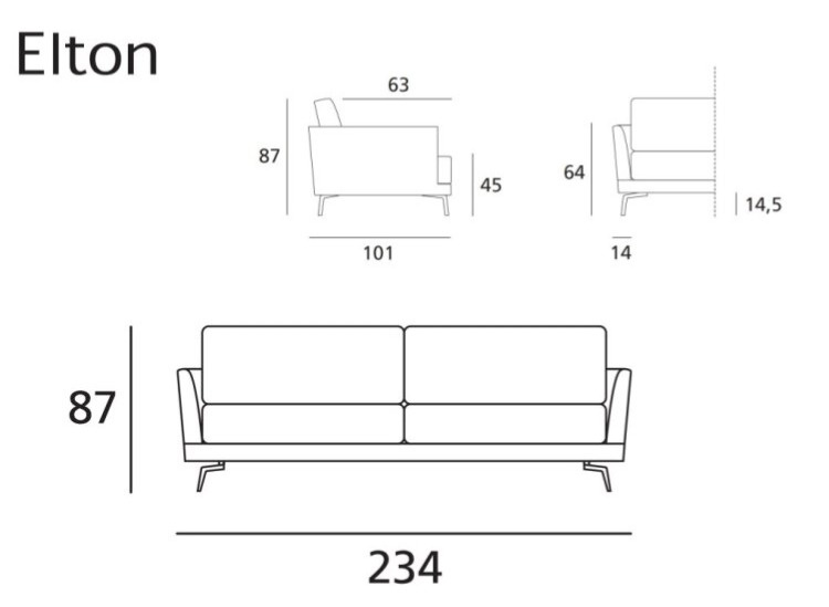 Modulární pohovka Elton, 234 cm, snímatelný potah