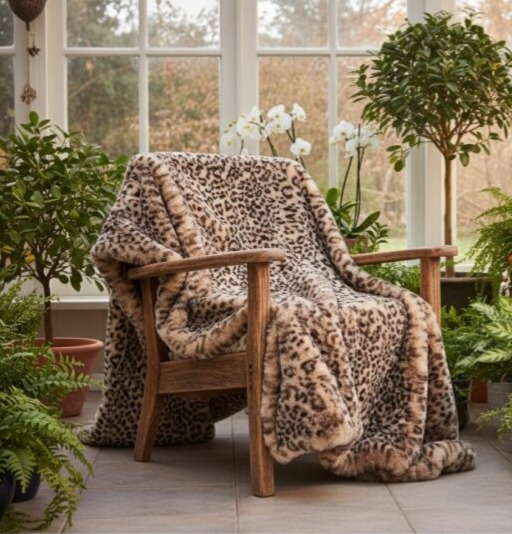 Leopardí přehoz Leo Cream, pléd, 140x220 cm