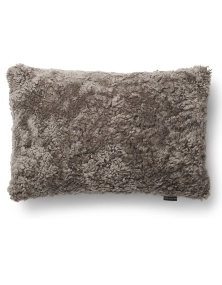 Polštář australská kožešina Curly, šedo-hnědá, 60x40 cm