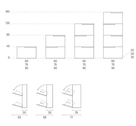 Botník Gola Up, výška 135 cm, pro 9, 18 nebo 27 párů bot
