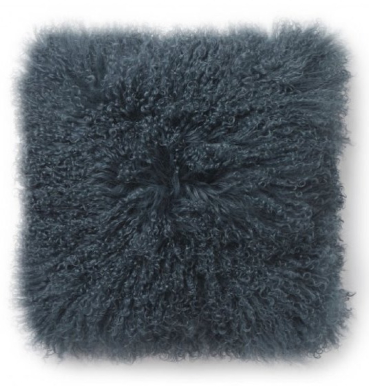 Polštář Stormy Blue, tibetská kožešina, modrá, 40x40 cm