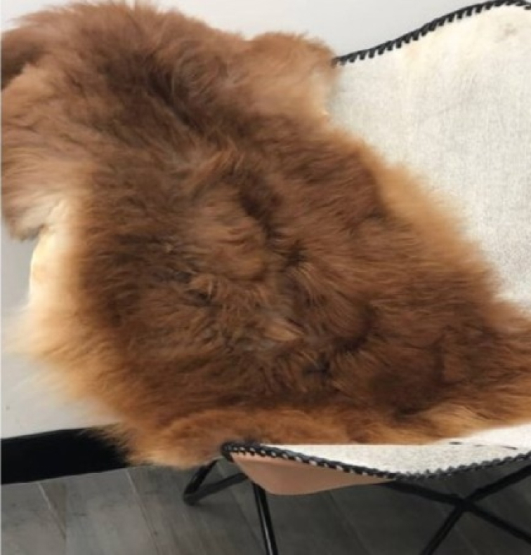 Tibetská vysokohorská kožešina Bothy, béžová-měděná, 95x55 cm