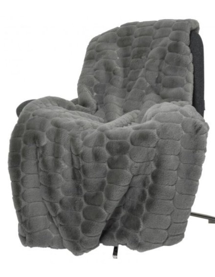 Pléd Bubble Grey, umělá kožešina, šedý, 120x180 cm