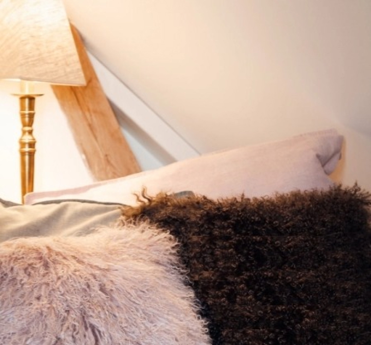 Polštář tibetská kožešina, hnědý, 60x40 cm