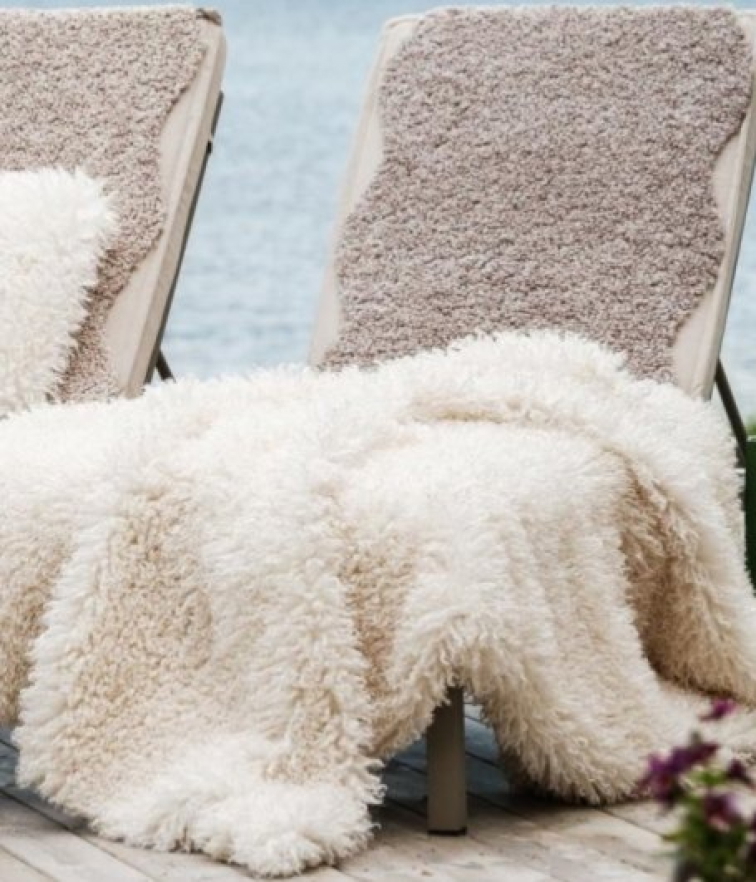 Pléd Wooly Beige, béžová umělá kožešina, 120x180 cm