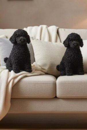 Kožešinový pes Zorro černý, výška 35 cm, kudrnatá kožešina Curly Black