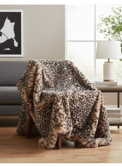 Leopardí přehoz Leo Cream, pléd, 140x220 cm