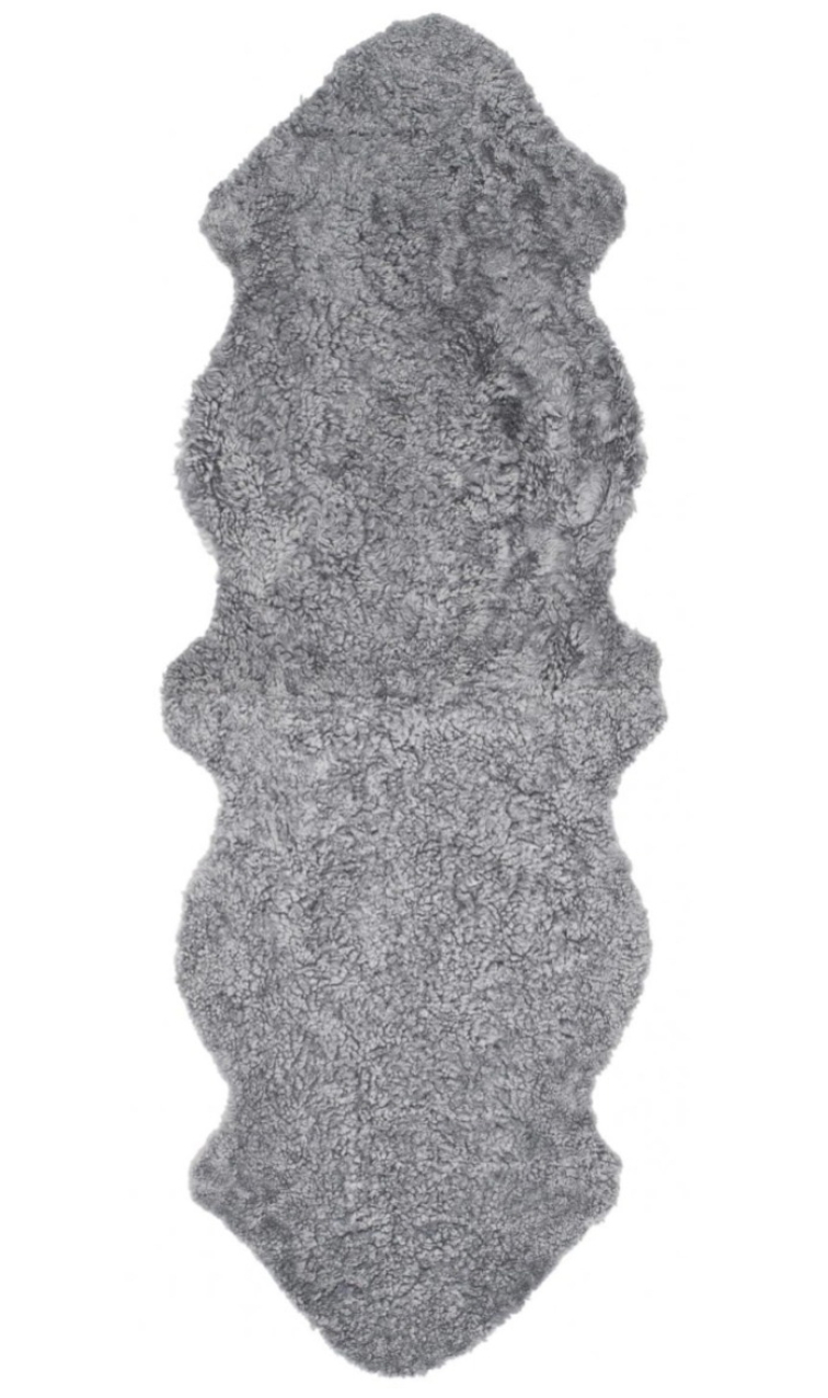 Kudrnatá australská kožešina Curly Charcoal, stříbřitě šedá, 180x60 cm