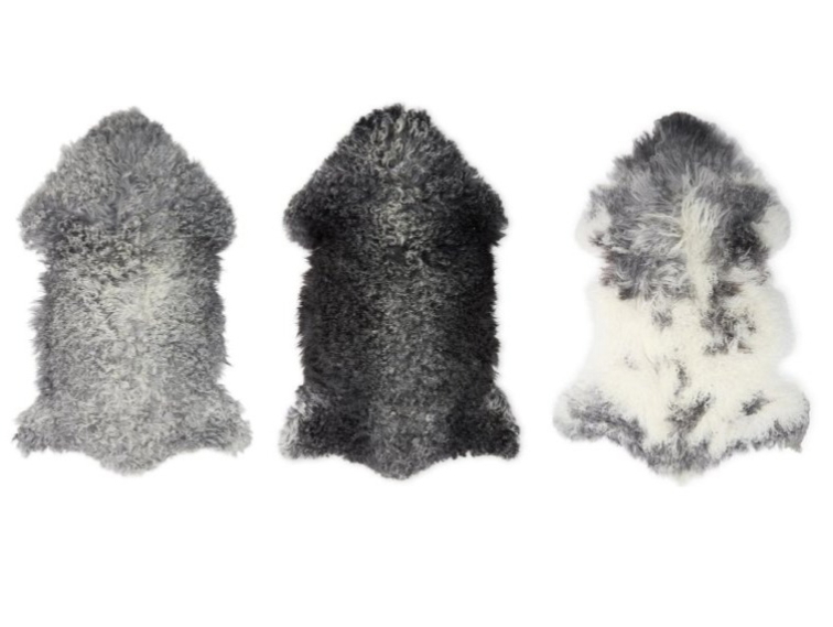 Tibetská kožešina Natural Grey, přírodní, 95x55 cm