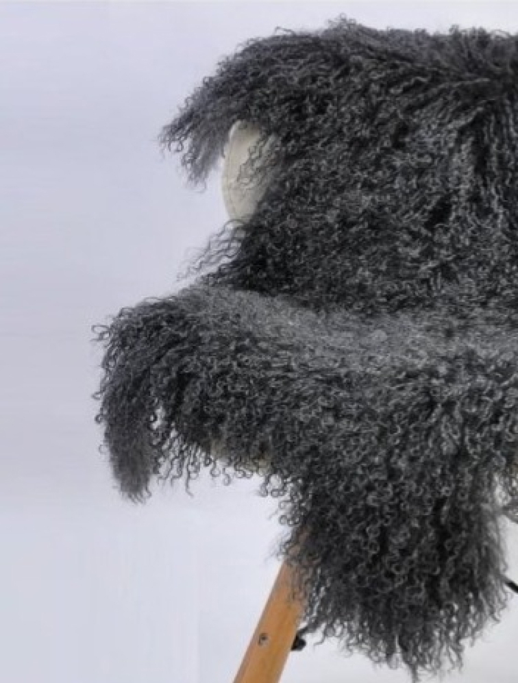 Tibetská kožešina Solid Grey, šedá, 95x55 cm