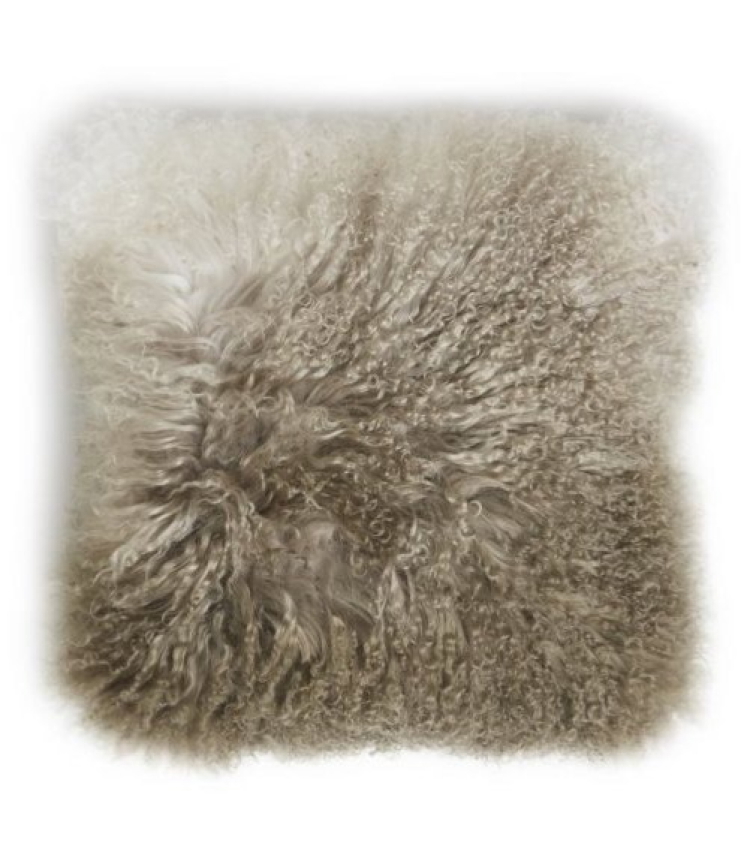 Polštář tibetská kožešina Shansi, béžová Degradé, 40x40 cm