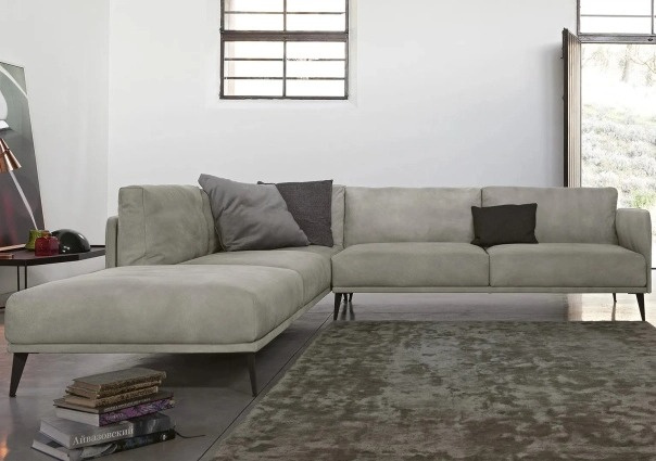 Minimalistická pohovka Stuart, 222 cm, kůže, látka