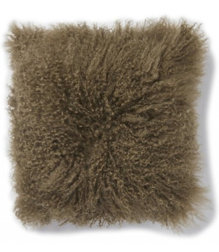 Kožešinový polštář Brown, tibetská kožešina, 40x40 cm