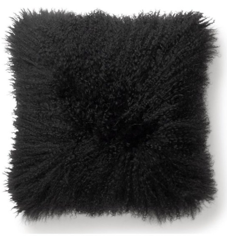 Polštář tibetská kožešina, černá - 40x40 cm