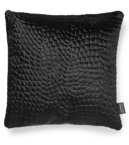 Polštář hovězí kůže Croco Black Patty, černá, 45x45 cm