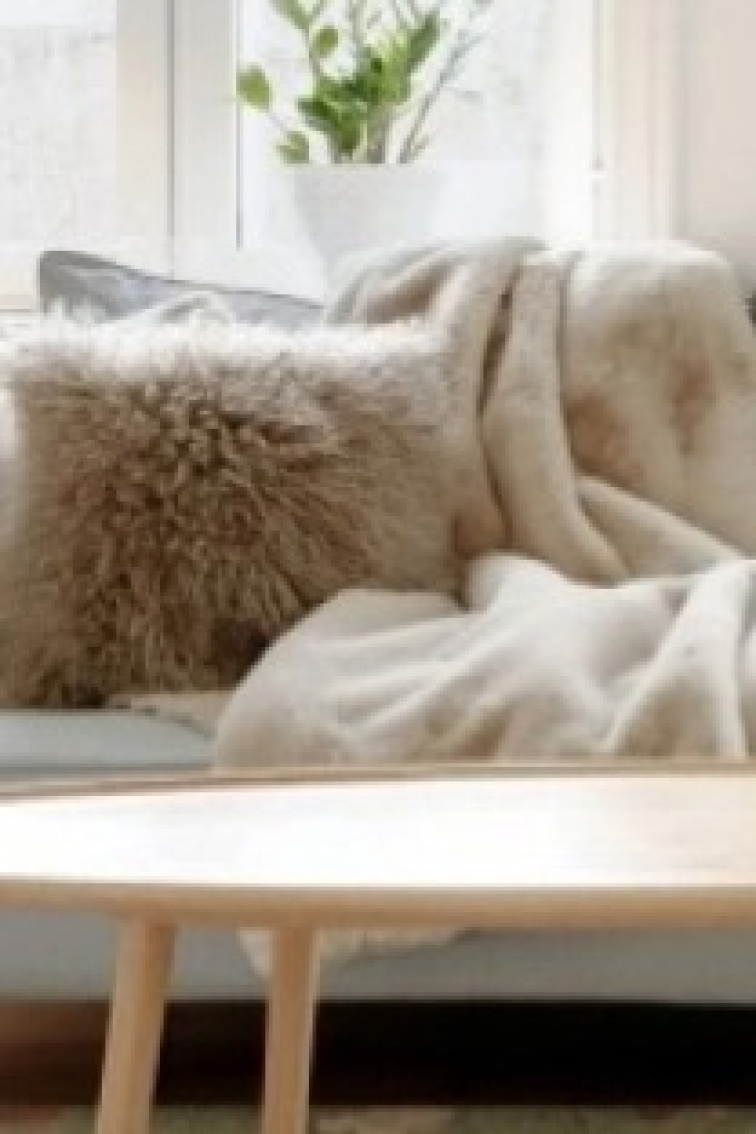 Polštář Light Beige, tibetská kožešina, béžová, 40x40 cm