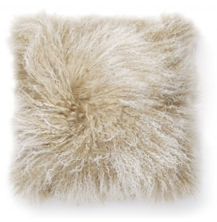 Polštář Snowtop, tibetská kožešina, béžová, 40x40 cm