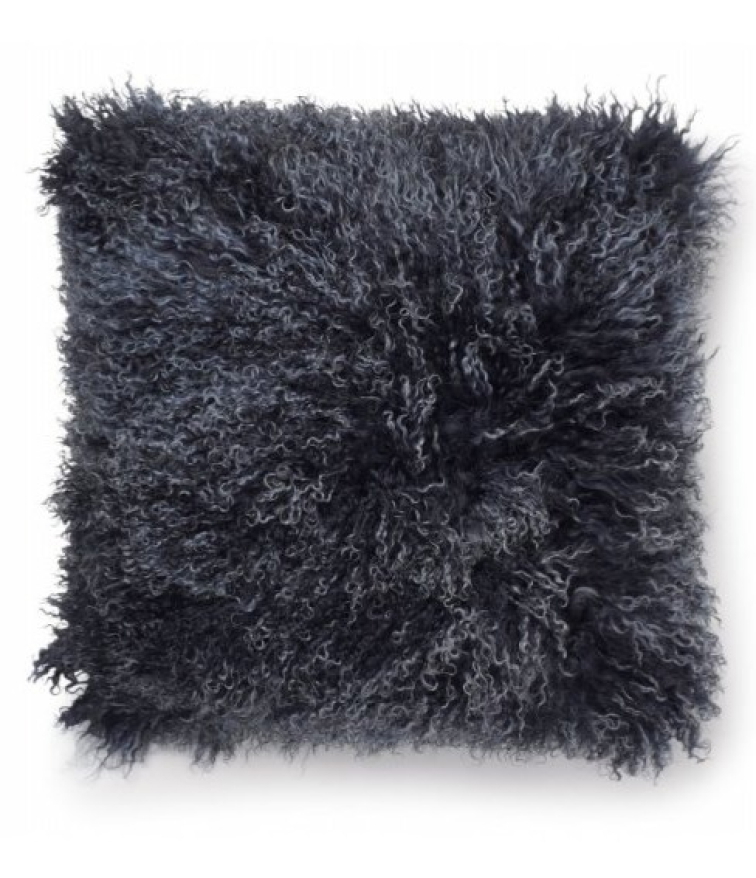 Polštář tibetská kožešina Shansi, modrá Blue Lighttop, 40x40 cm