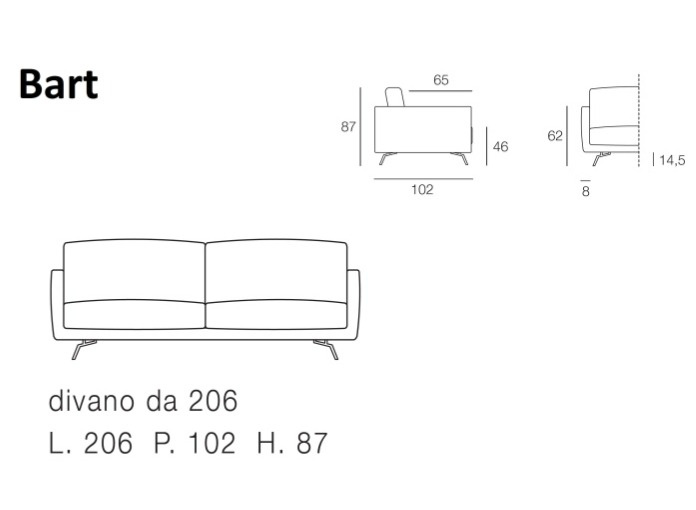 Industriální pohovka Bart, 206 cm, šedá, plně snímatelný potah