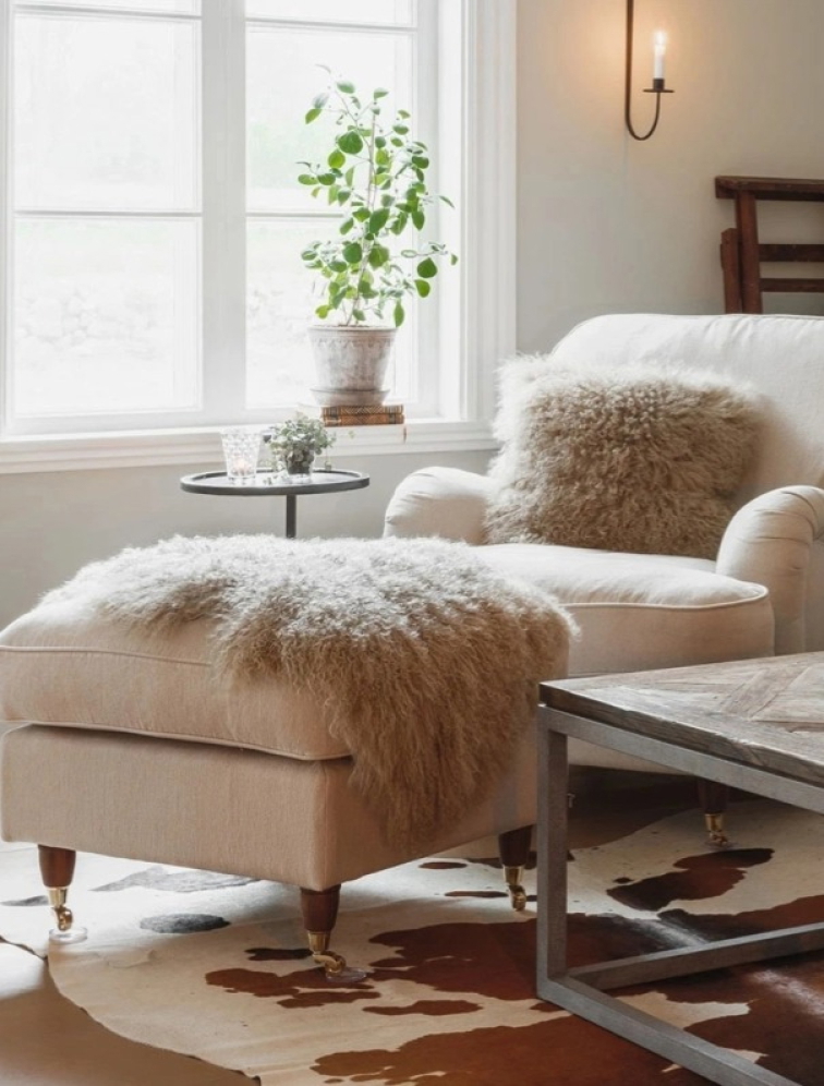 Kožešinový polštář Mushroom, tibetská kožešina, 40x40 cm