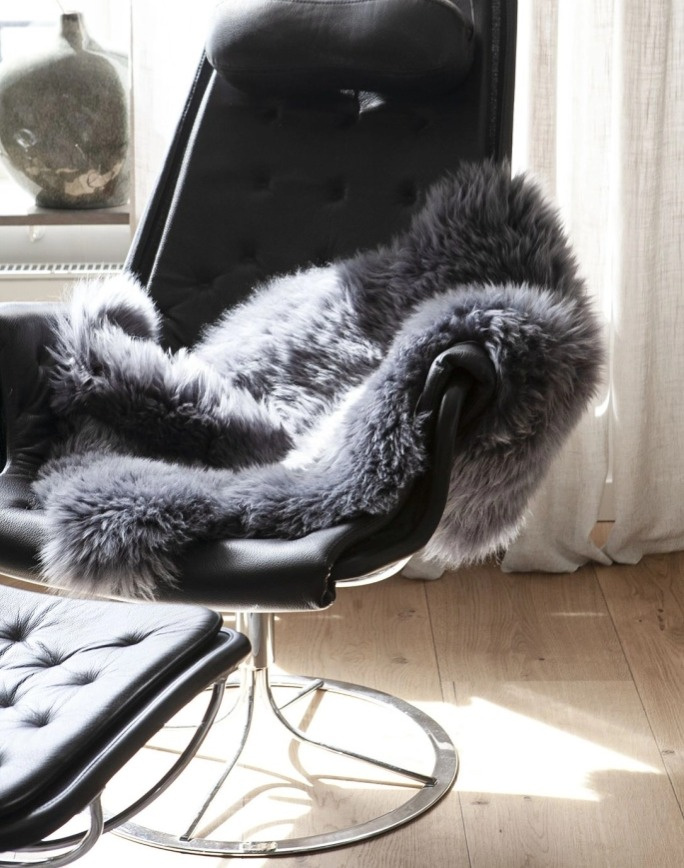 Dlouhosrstá australská kožešina Gently, grafit, 95-100 cm