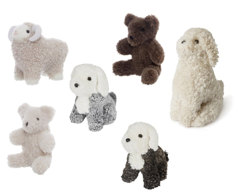 Hračka štěně Milou, kudrnatá kožešina Curly, přírodní Pearl