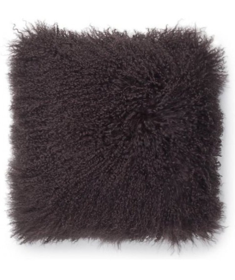 Polštář tibetská kožešina, hnědá, 40x40 cm