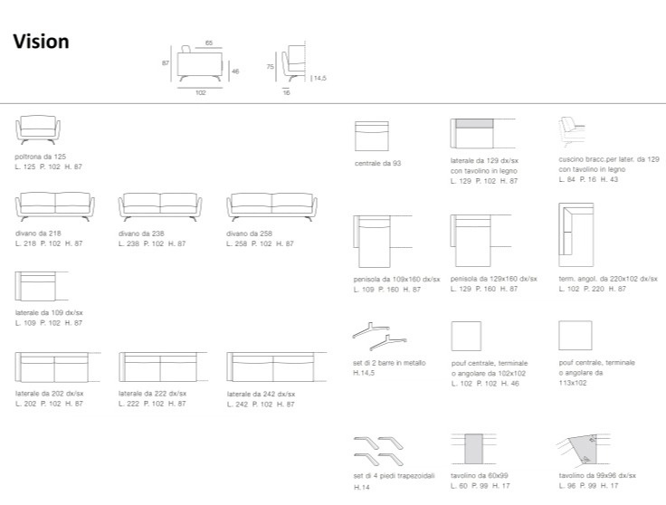 Čalouněná pohovka Vision, látková, 293x171 cm, snímatelný potah