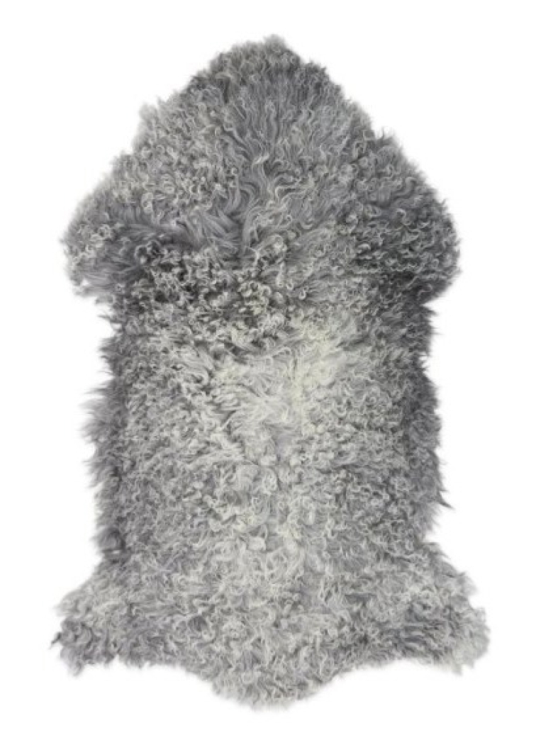 Tibetská kožešina Natural Grey, přírodní, 95x55 cm