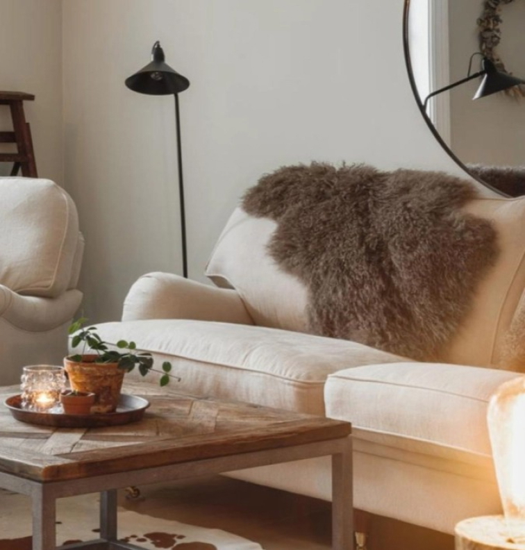 Tibetská kožešina Cognac, koňaková, 95x55 cm