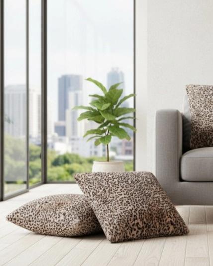 Velký polštář Leo Cream XL, leopard, 65x65 cm