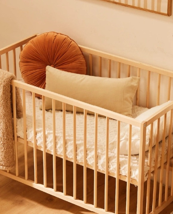 Bavlněný přehoz do postýlky Arco, béžový, 100x150 cm