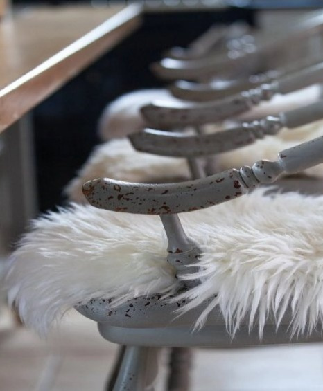 Kožešina na židli Gently, bílá, O34 cm