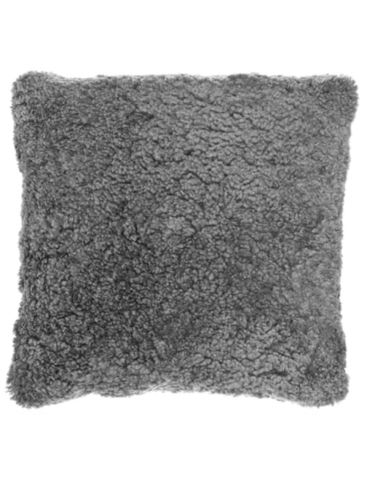 Polštář australská kožešina Curly šedá, Gotland Grey, 45x45 cm