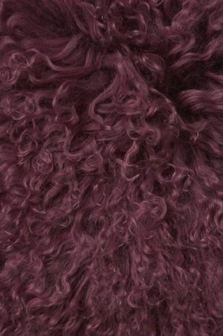 Polštář Burgundy, tibetská kožešina, burgundská červená, 50x25 cm