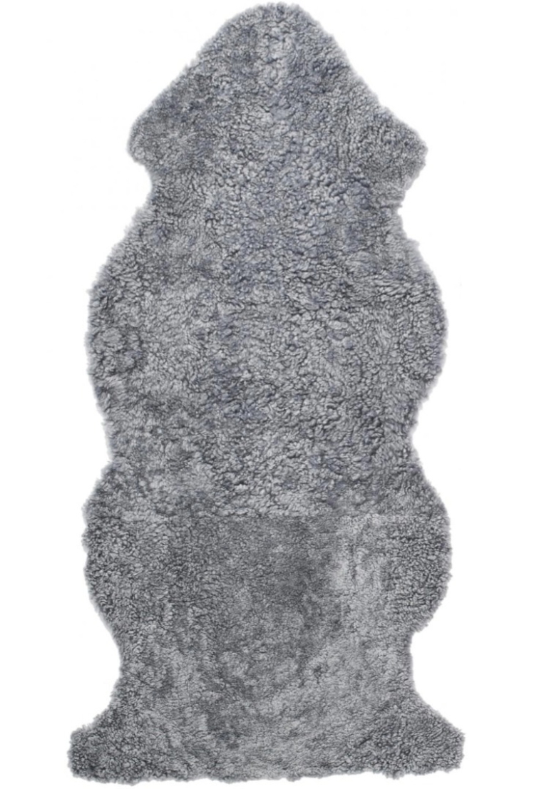 Kudrnatá australská kožešina Curly Charcoal, stříbřitě šedá, 135x60 cm