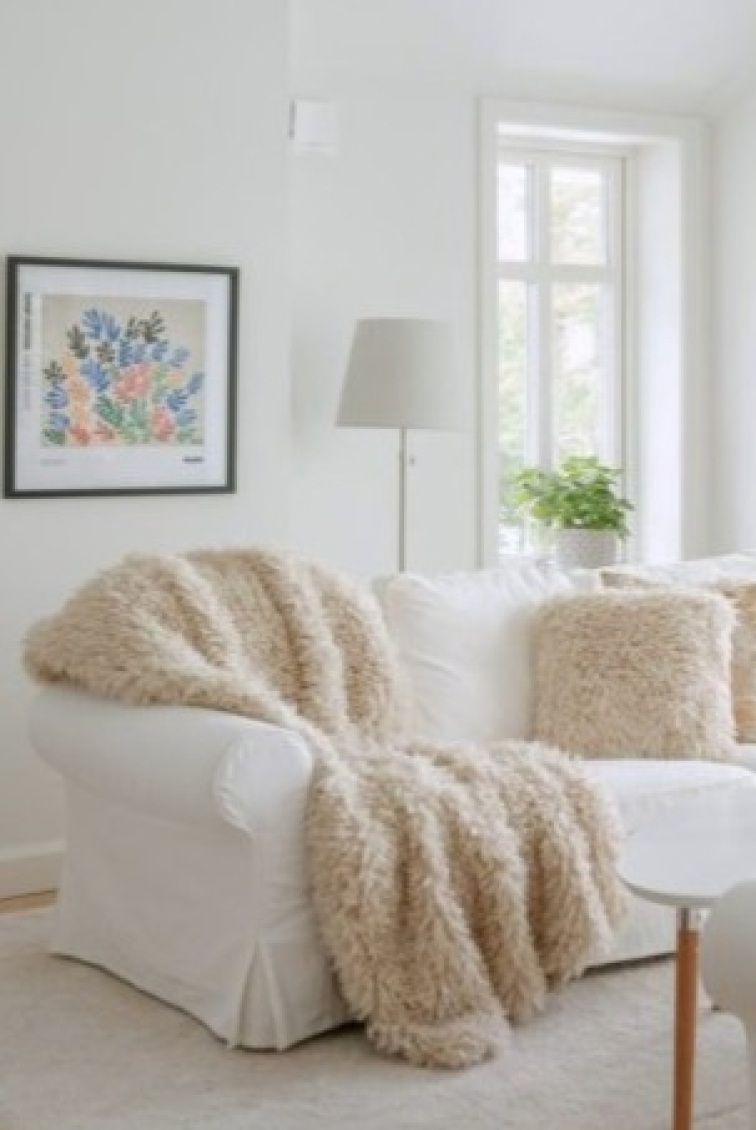 Pléd Wooly Beige, béžová umělá kožešina, 120x180 cm