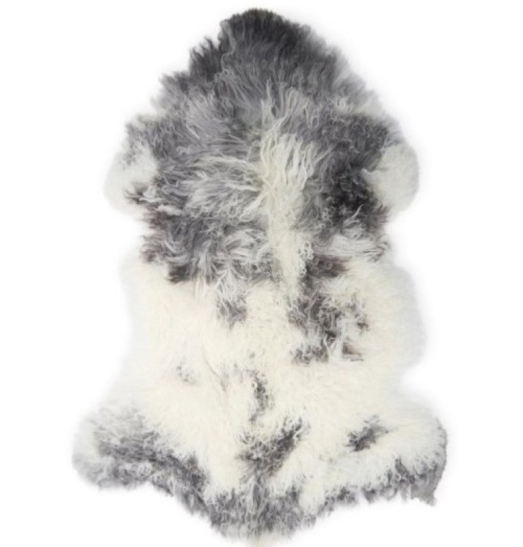 Polštář tibetská kožešina přírodní, Natural Grey. 40x40 cm