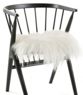 Kožešina na židli Molly, bílá, patchwork, 37x37 cm