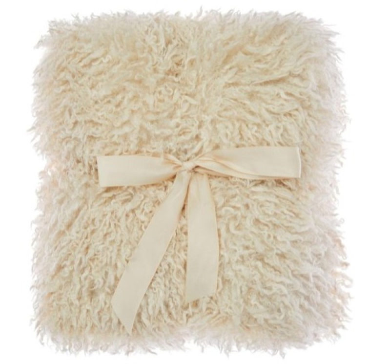 Pléd Wooly Beige, béžová umělá kožešina, 120x180 cm