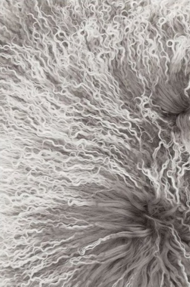 Polštář Snowtop, tibetská kožešina, šedá, 60x40 cm