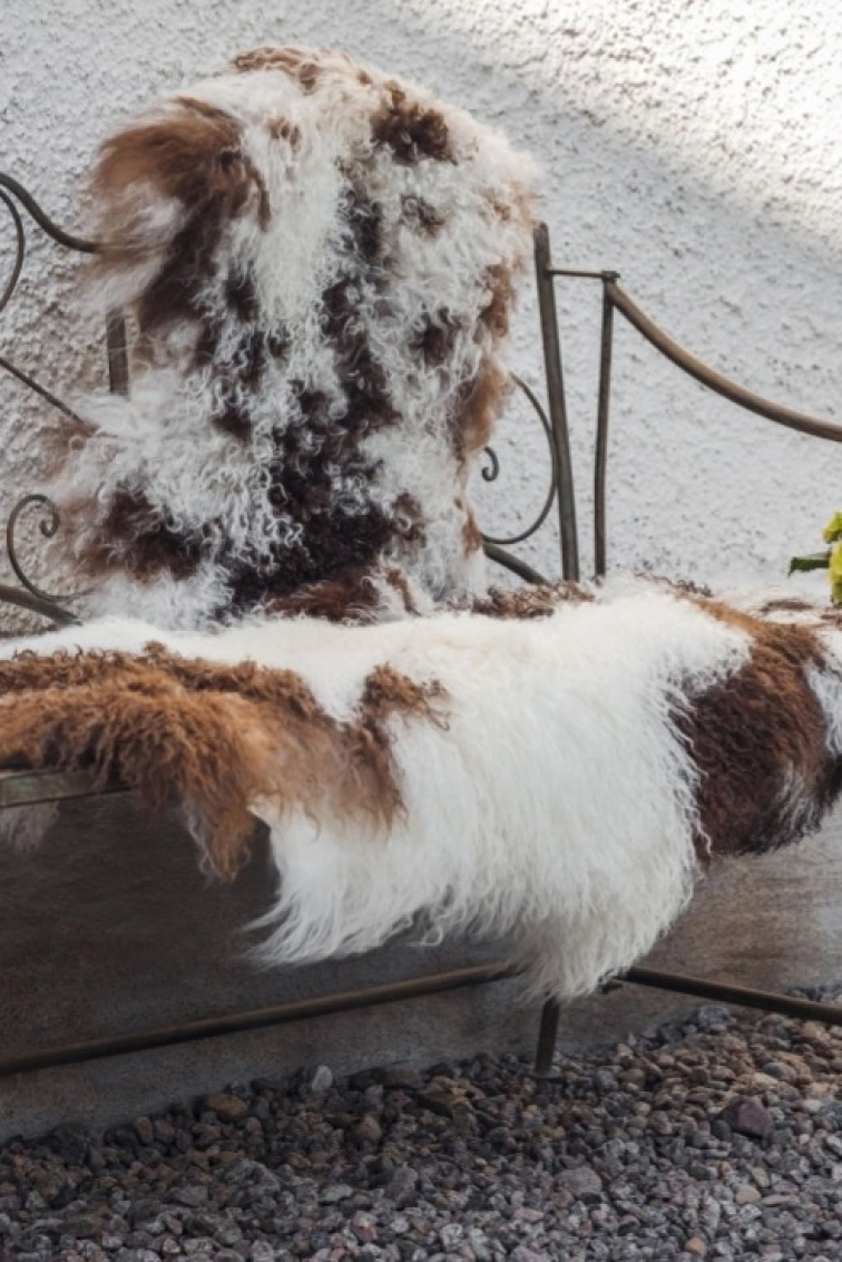 Polštář tibetská kožešina Shansi Cognac, koňaková, 40x40 cm