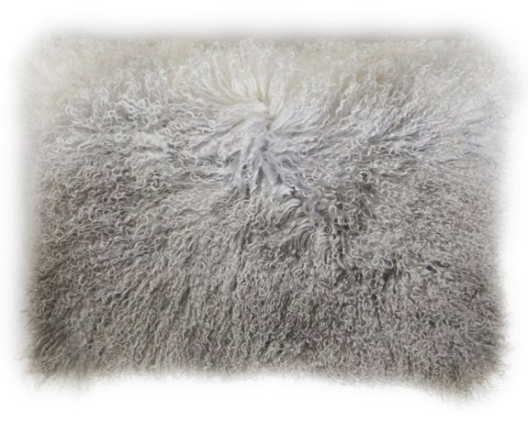 Polštář tibetská kožešina Shansi, šedá Degradé - 60x40 cm
