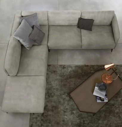 Minimalistická pohovka Stuart, 222 cm, kůže, látka