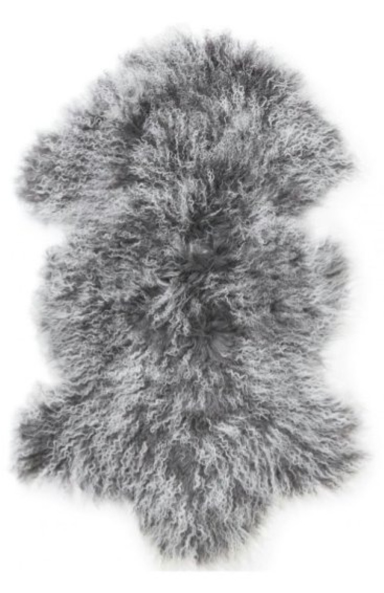 Tibetská kožešina, šedá Snowtop, 95x55 cm