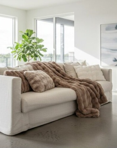 Elegantní přehoz Misty Taupe, 140x220 cm